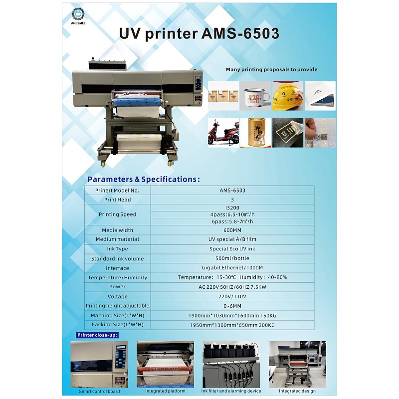 Effortlessly Print Stickers with Andemes A1 60CM UV DTF Printer's Superior Technology