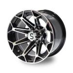 Golf Cart 12''/14'' Machined and Glossy Black Alloy Wheel 4x4 Bolt Pattern