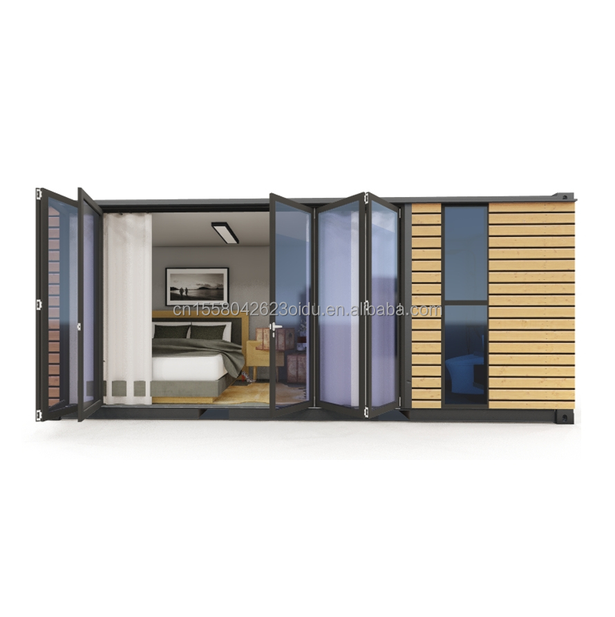 20 FT Customizable Modern Prefabricated Steel Container House with Outdoor Wooden Container and Aluminum Alloy Windows
