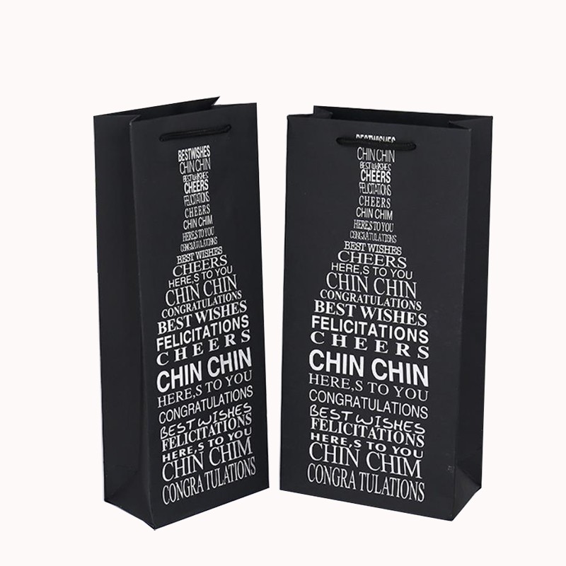 Custom Printed Bottle Paper Wine Bags with Handles Rope Handle and CMYK/PANTONE Printing