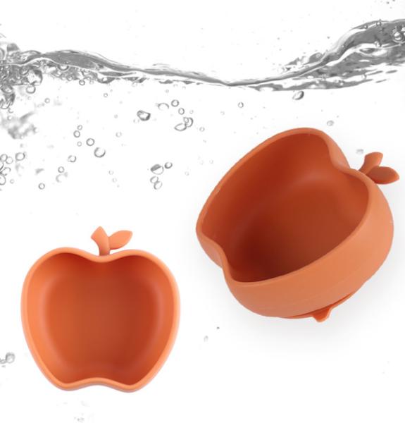 Baby Silicone Dining Plate Apple Shaped Baby Silicone Supplementary Food Bowl
