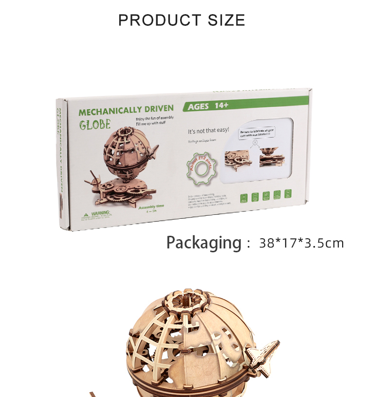 Kids Wooden 3D Power Globe Puzzle Baby Developmental Toys Educational Game