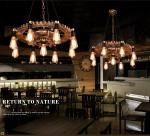 Creative Retro Loft Chandelier Wood Pendant Lamp Restaurant Living Room Dining