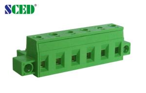 China Pitch 7.62mm Pluggable Terminal Block Brass Green Female Parts With Flange on sale
