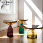 Luxury Metal Glass Top Side Table Coffee Table Transparent / Colorful 50x53cm