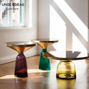Quality Luxury Metal Glass Top Side Table Coffee Table Transparent / Colorful 50x53cm wholesale