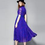 yellow hot sale women lace-up polyester lace dress