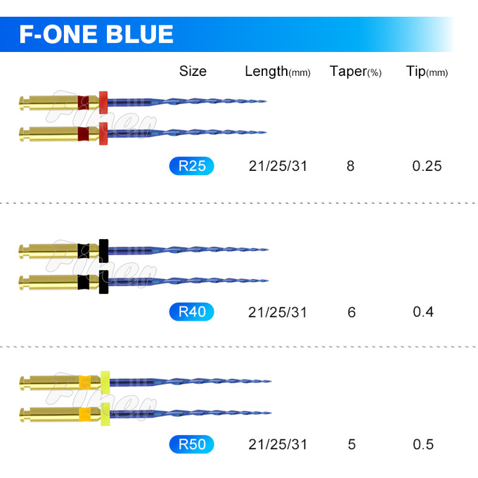 Heat Activated Dental Rotary Files Dental Endodontic Nickel Titanium Blue File
