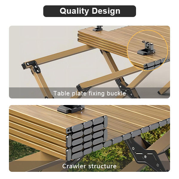 Classic Roll Up Aluminium Camping Table Outdoor Anti Slip Feet Portable Beach Table