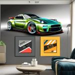 Modern Creative Electric Alloy Car Hanging Painting for Children's Bedroom