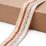 KJ20013 Beiged Crochet Sequin Braid Trim 4cm