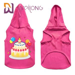 Quality Colourful Rubber Print Birthday Pet Hoodie Customized Pink Dog Hoodie wholesale