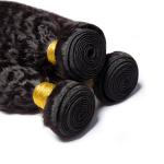 Natural Black Kinky Straight Remy Human Hair Bundles Sew In Weave Bundles