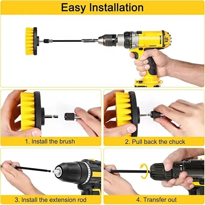 Drill Brush Set for Cleaning - Power Scrubber Brush Towel Kit with Extend Attachment for Car View More