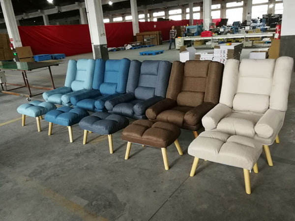 Leisure Style Modern Fabric Armchair Solid Texture Living Room Recliner Chairs