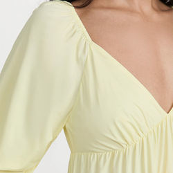 Ladies V Neck Puff Sleeve Dress for Women Color Block Clothing Manufacturers Elegant Nylon Custom Logo Maxi Dress