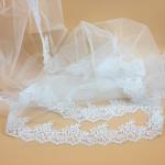 108" Embroidery Cord lace with Rhinstone Ivory/White Bridal Veil Wedding