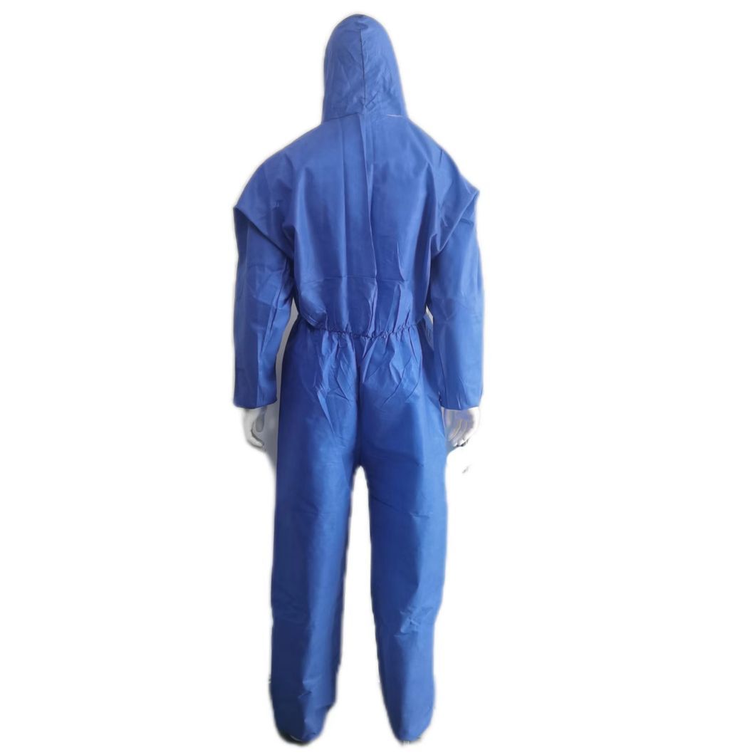 Disposable Overall Taped Seam Hazmat PPE Kit Waterproof Comfortable Hooded SMS Coverall