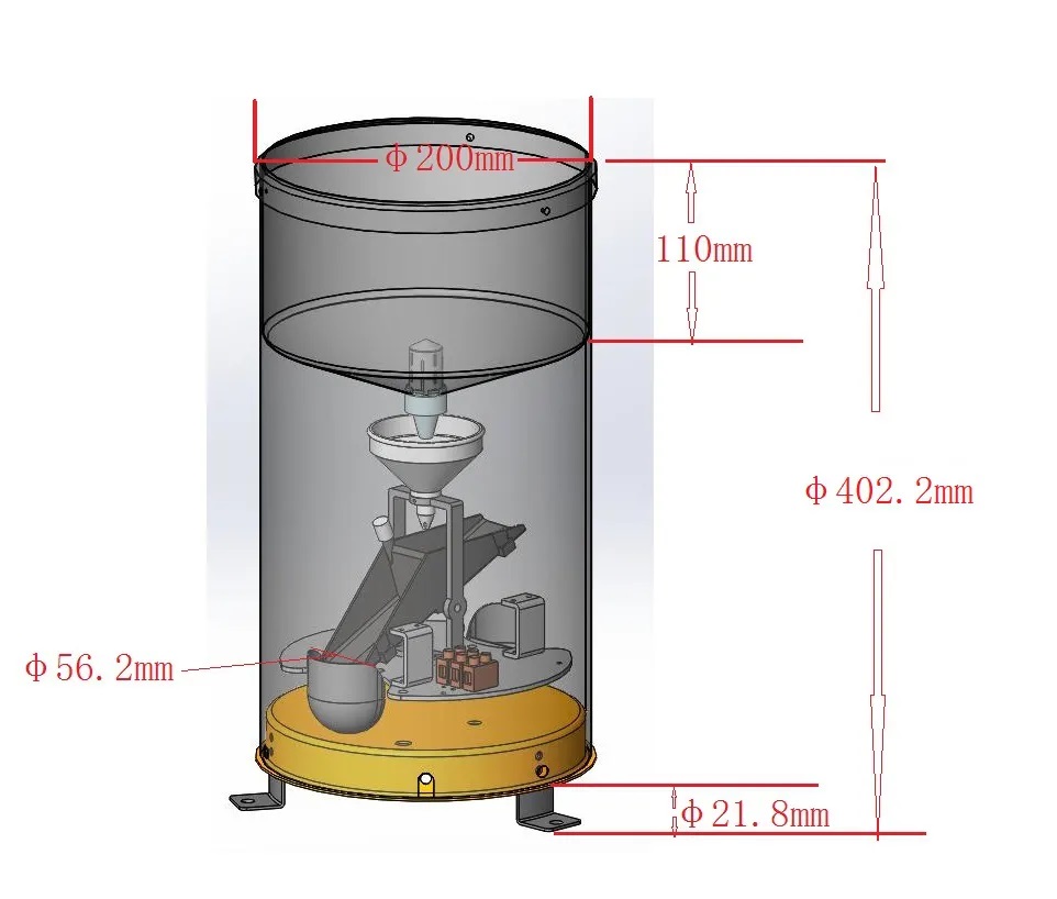 402.2mm Height Tipping Bucket Rain Sensor for Meteorological Precipitation Measurement