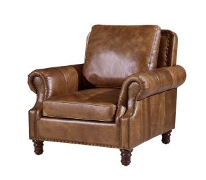 Quality Vintage Brown High Back Leather Armchair , Tall Back Living Room Chairs Strong Linen wholesale