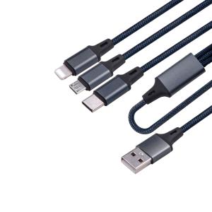 Quality OEM 5V 2.4A 3 In 1 Braided Charging Cable Length 3.2mm Durable Safe Use wholesale