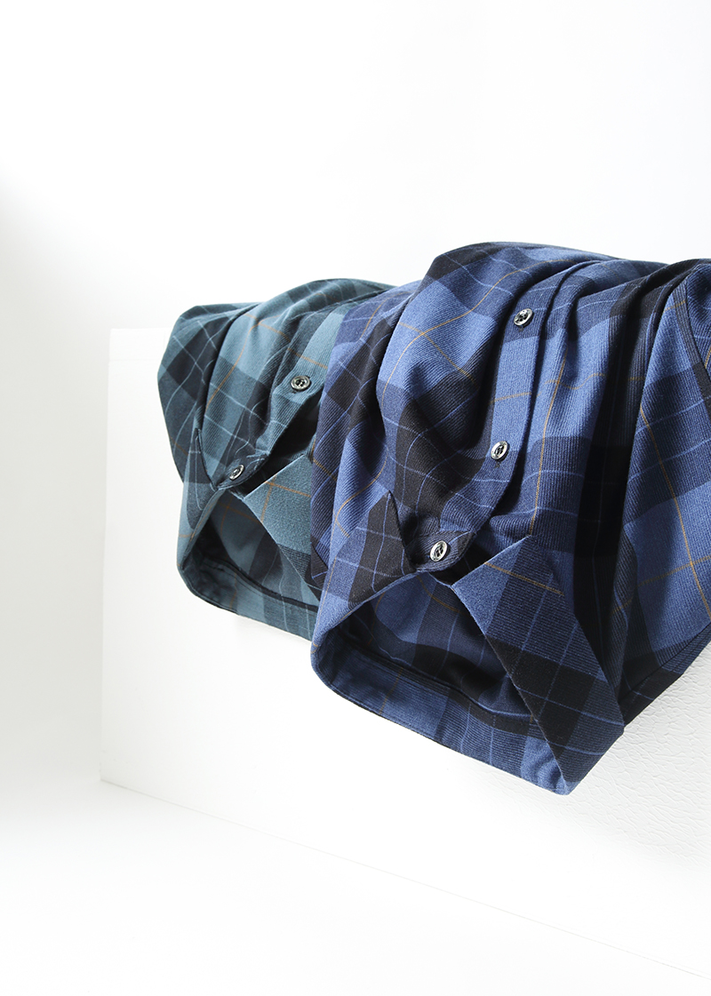 Knitted Broadcloth Plaid Shirts Polyester Viscose And Cotton Casual Shirt Long Sleeve For Man