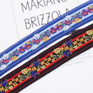 Quality Blue Black Daisy Polyester 35mm Jacquard Ribbon Trim wholesale
