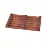 Household Rectangle Brown 53cm Length Teak Wood Bath Mat