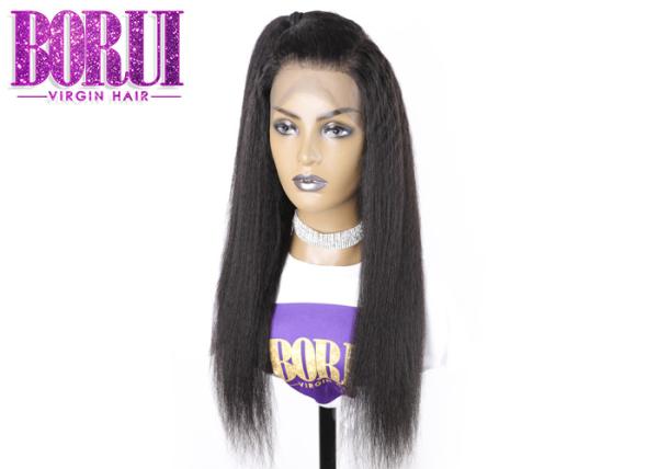 Glueless Silk Base Full Lace Human Wigs Natural Black Light Yaki Straight Wig
