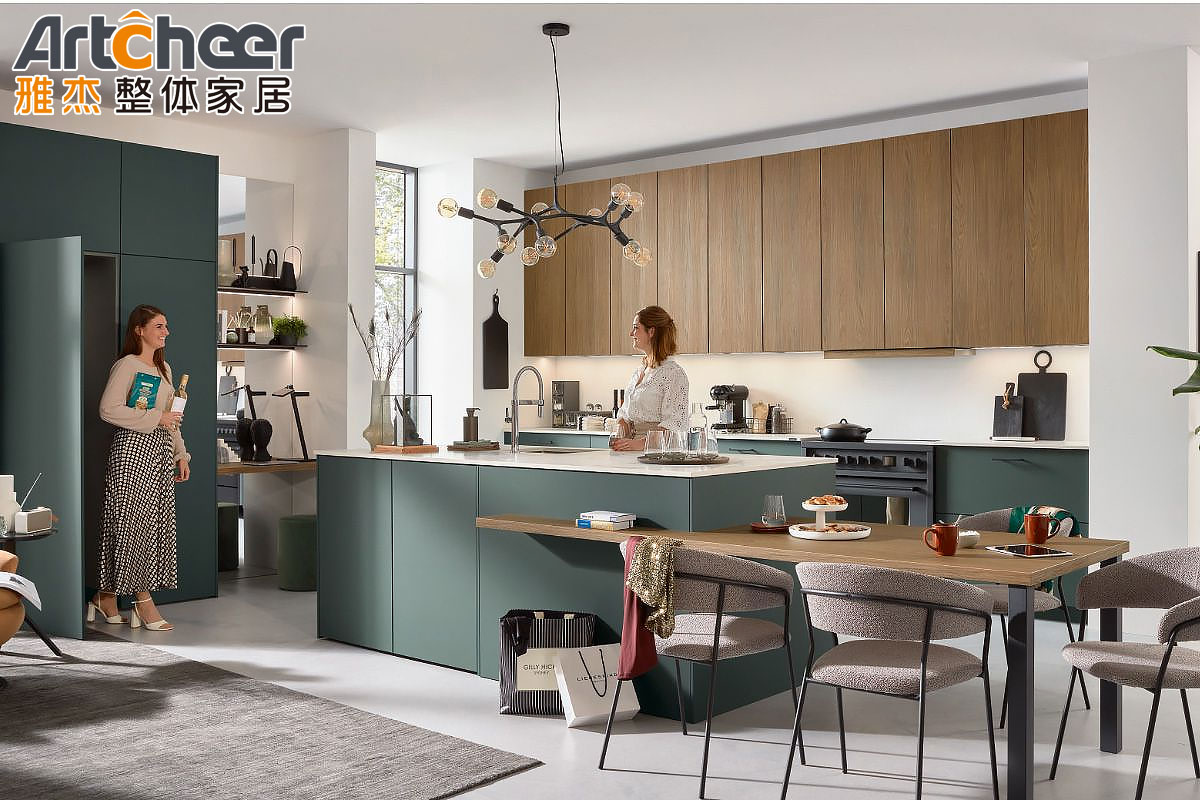Design Solid Wood Door Panel Kitchen Cupboards with Laminated Half Bullnose Countertop