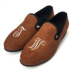 Italian Crafts Purple Mens Velvet Loafers , Mens Velvet Dress Slippers Gold