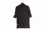 Casual Simple Black Ladies Longline Shirts 62% Viscose For Autumn