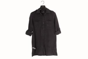Quality Casual Simple Black Ladies Longline Shirts 62% Viscose For Autumn wholesale