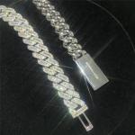 Bling Diamond Cuban Link Necklace Square 15mm Iced Out Cuban Chain Link Necklace