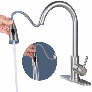 Quality ISO9001 Brushed Stainless Steel Kitchen Faucet OEM Pull Out Water Tap wholesale
