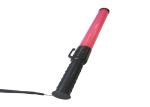 Police Hand Hold Warning Baton Flashing Red Traffic Light