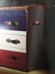 Brushed Steel Antique Steamer Trunk , Leather Steamer Trunk Side Cabinet 3