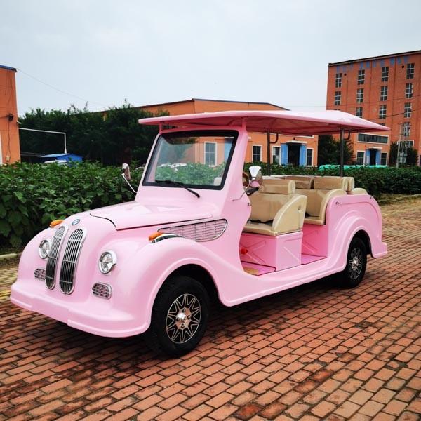 Pink Classic Sightseeing Car New Electric Vintage Car Can Carriage 8 -11 People