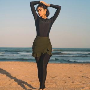 Quality Lady Muslim Swimwear Half Zipper Swimsuits For Hijabis Long Sleeve wholesale