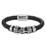Custom stainless steel jewelry fashion mens leather bracelet/charm bracelet