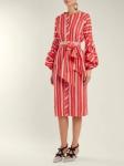 2018 Women Clothes Gathered Bell Sleeves Striped Midi Design Fashion Dresses For