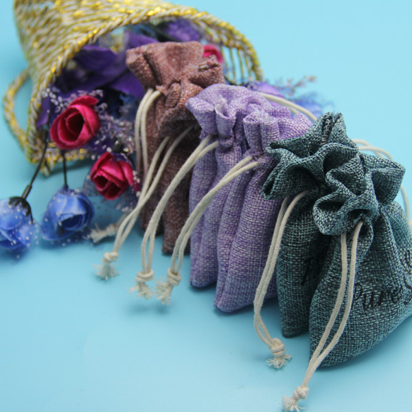 Custom Hanging Gift Jute Drawstring Bag Portable For Jewelry Travel / Storage