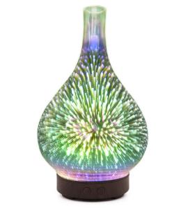 Quality Household 3D Fireworks Glass Aroma Diffuser Humidifier Machine With Colorful Light wholesale