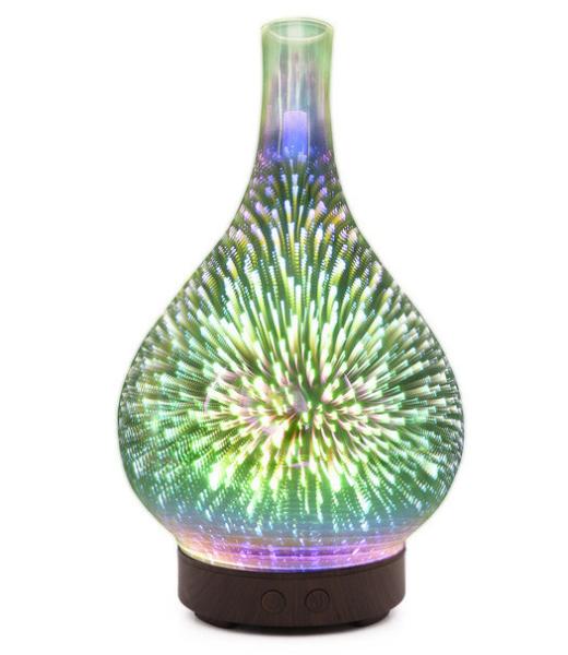Household 3D Fireworks Glass Aroma Diffuser Humidifier Machine With Colorful