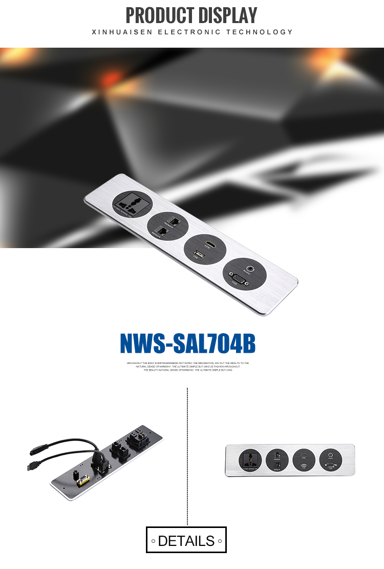 Universal Power Data Desk Multi Plug Socket For Conference Table RJ45 Network