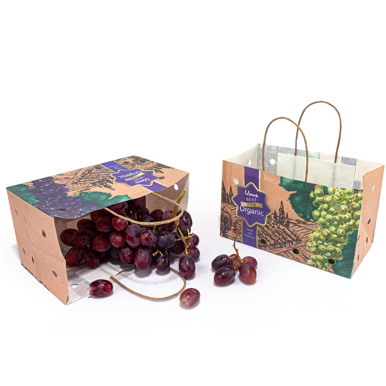 Customizable Fruit Shopping Bags Wet Strength Kraft Paper Material