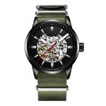 30m Life Waterproof Skeleton Mechanical Watch Stereo Dial Nylon Wrist Watch