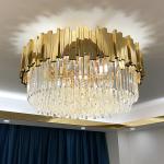Modern LED crystal chandelier luxury gold stainless steel lustres celing
