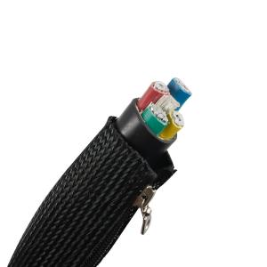 Quality Zipper Braided Sleeving Expandable PET Braided Cable Sleeving Custom Size wholesale