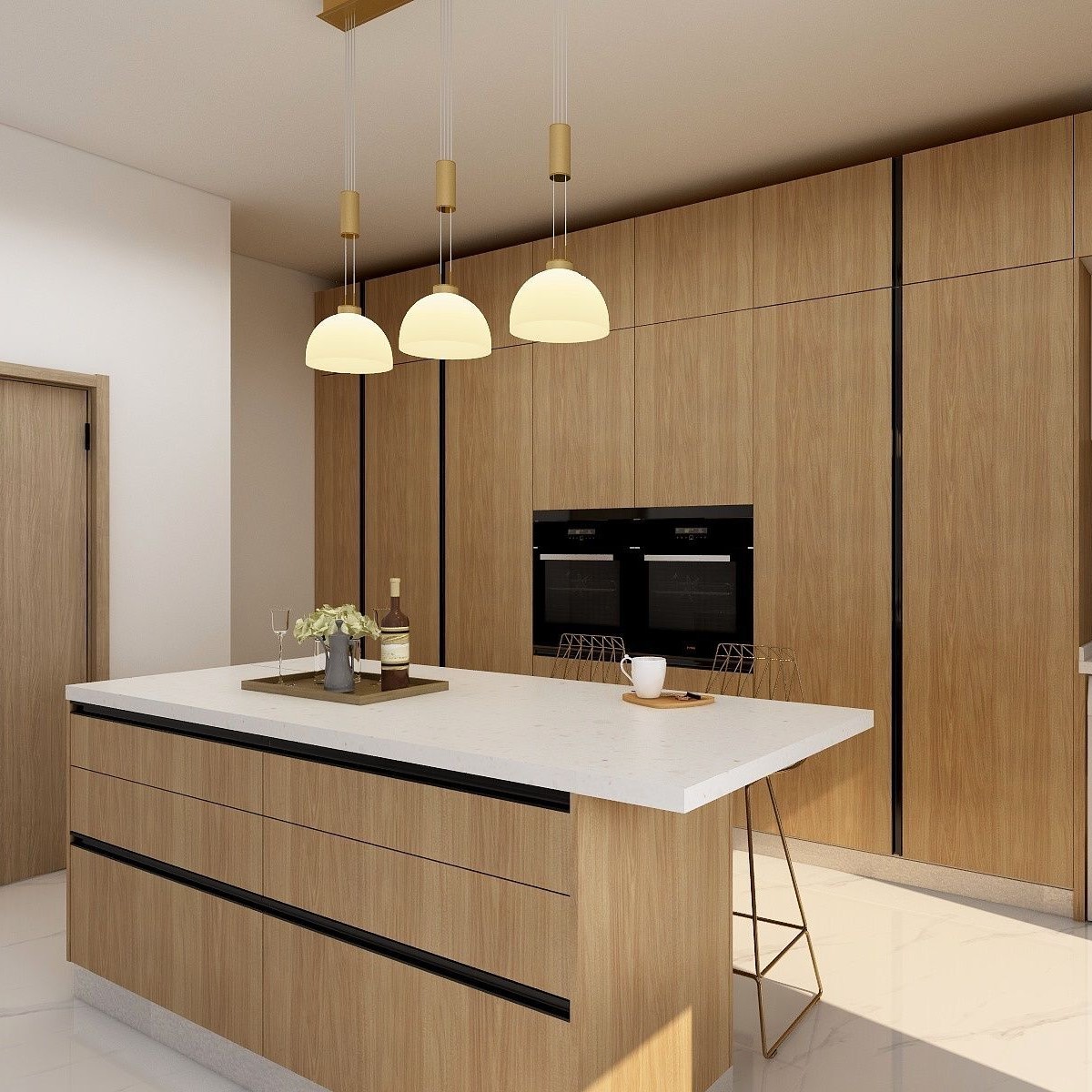 High Gloss Solid Wooden Modular Lacquer Pantry Small Kitchen Cabinet Design